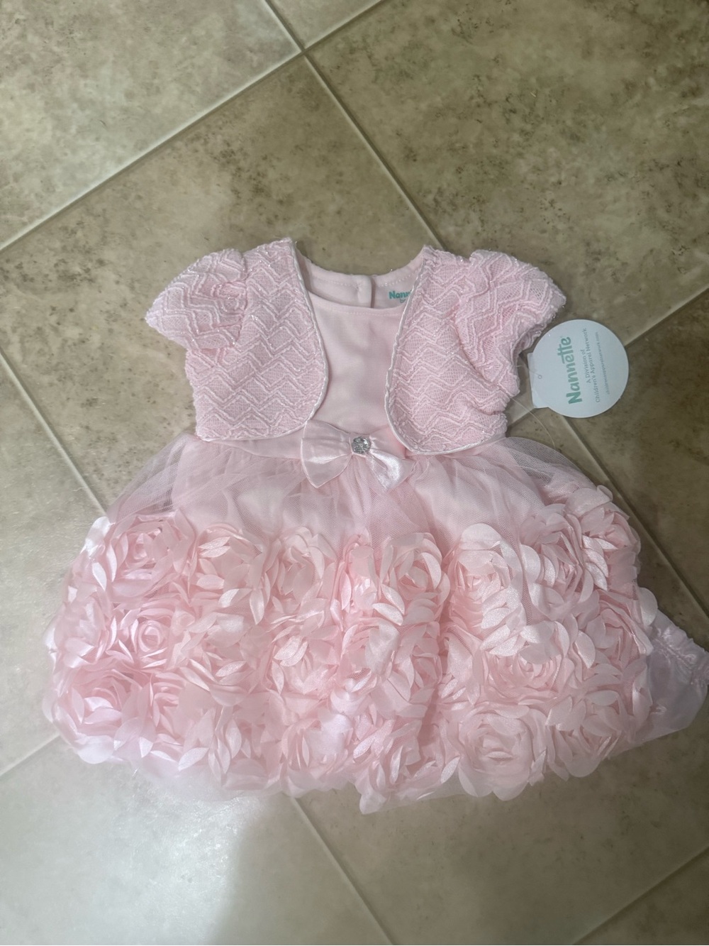 Baby size 18month Girls Pink Floral Ruffle Dress NEW